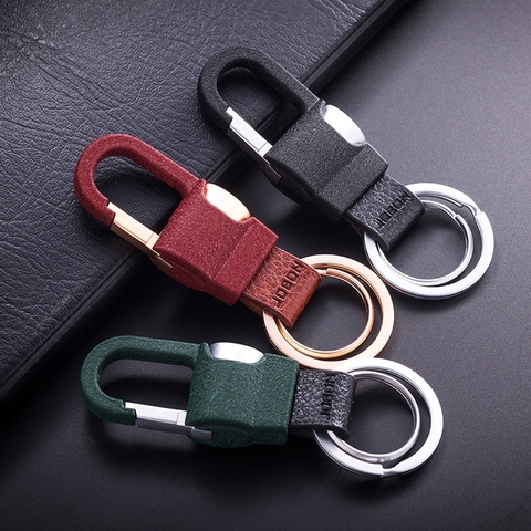 Jobon High-Grade Men Key Chain Custom Lettering Car Key Chains Buckle Leather Classic Key Ring Holder Best Gift Carbine Jewelry ► Photo 1/6