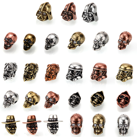 Skull Beads Antiqued steel DIY Charm Spacer Beads Micro Pave Grade Cubic Zirconia Crystal Bead for Making Accessories 2mm Hole ► Photo 1/6