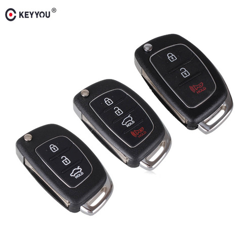 KEYYOU 3/4 Buttons Flip Folding Remote Control Key Fob Shell For Hyundai HB20 SANTA FE IX35 IX45 Accent I40 Car Key Case Cover ► Photo 1/6