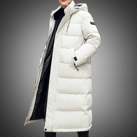 Men Down Jacket Long Parka Coat 80% White Duck Down Coat Men Winter Outwear White Jacket Hooded Overcoat Mens Fashion 2022 ► Photo 1/6