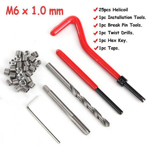 30 Pcs Car Helicoil M6*1.0mm Stainless Steel Helicoil Pro Coil Drill Tool Car Thread Repair Kit ► Photo 1/6