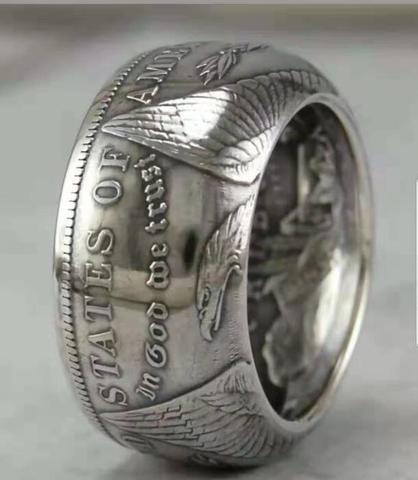 90% silver Morgan Silver Dollar Coin Ring 'eagle'Customized Dates Handmade In Sizes 8-16 ► Photo 1/1