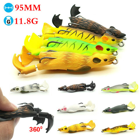 Propeller Mouse Fishing Lure Whopper Plopper Bionic Bait 95mm 11.8g Simulation Mouse Fishing Lure Soft CrankBait Minnow Lure ► Photo 1/6