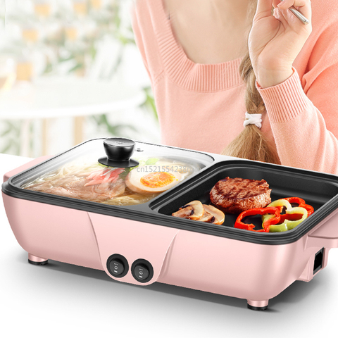 220V Hot Pot Electric Grill Multi-function Roasting and Frying Pan Smokeless Baking Pan Dual-use Barbecue Machine 2 Gears ► Photo 1/6