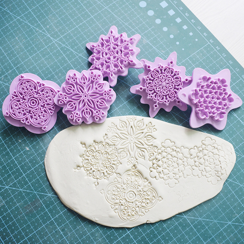 5Pcs Lace Pattern Mould Embossing Die Plastic Stamp Polymer Clay Sculpture Texture Fashion Dotting Tools ► Photo 1/4