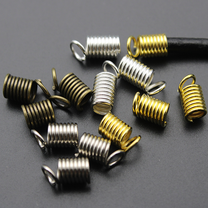 100pcs Spring Crimp Ends Fastener Coil Cord Crimps End Caps Clasps fits 2mm  3mm Cord DIY Necklace Connectors Jewelry Findings - Price history & Review