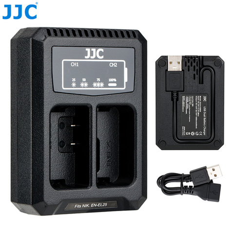 JJC USB Dual Battery Charger for Nikon Z50 Cameras fit with Nikon EN-EL25 Rechargeable Lithium-Ion Battery ► Photo 1/6