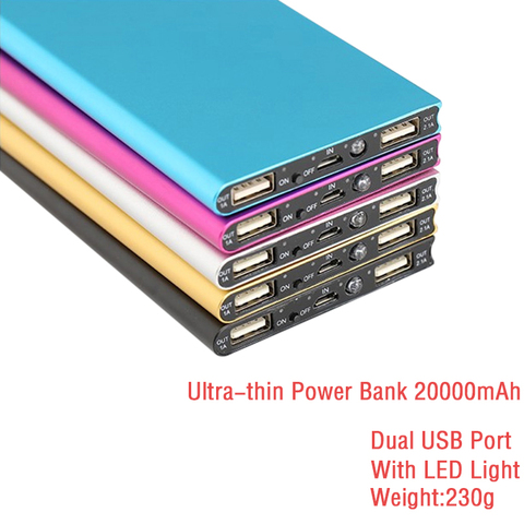 Slim Power Bank 20000mAh Portable 2 USB External Battery Charger Powerbank With LED Light for Xiaomi for iPhone 8 X Smart Phones ► Photo 1/6