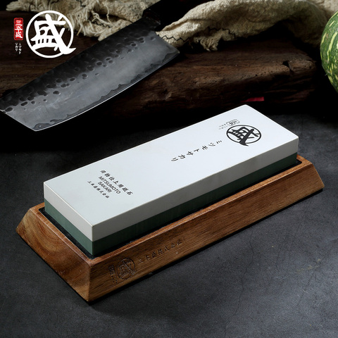 MITSUMOTO SAKARI 1000 3000 8000 10000 grit Japanese Double-sided sharpening stone For Knives With Non-Slip rubber and wood base ► Photo 1/6