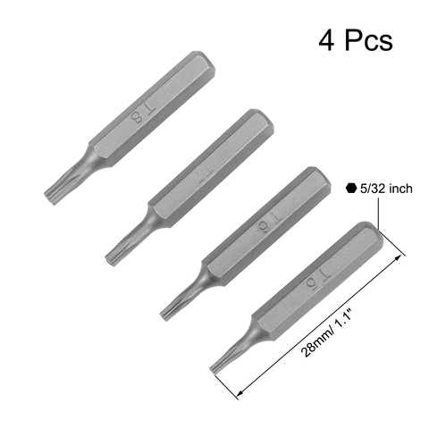 uxcell Torx Bits Set 4pcs 5/32 Inch Hex Shank T5 T6 T7 T8 Screwdriver Bit Set 28mm Length S2 Screw Driver Kit Tools ► Photo 1/1