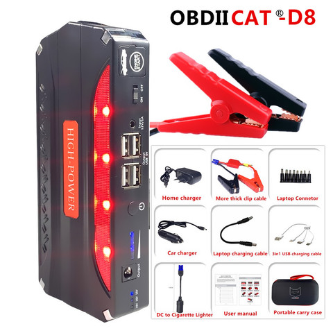 OBDIICAT-D8 Car Jump Starter Car Emergency 12V Car Battery Jump Starter Booster Portable Power Bank 600A Peak Current Functional ► Photo 1/1