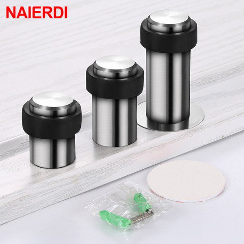 NAIERDI Stainless Steel Door Stopper Door Protective Pad Anti-Collision Protection Self Adhesive Round Door Stops Wall Protector ► Photo 1/6