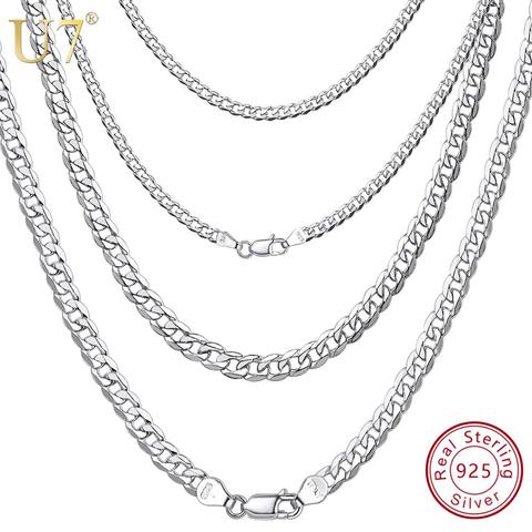 U7 Men's 925 Sterling Silver Italian Cuban Curb Chain Necklaces for Men Women Solid Silver Figaro Chain Layering Necklace SC289 ► Photo 1/6