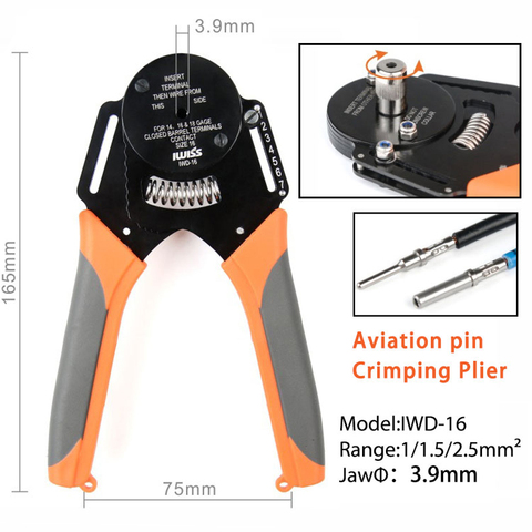 IWD-16 suitable for Deutsch connector crimping pliers Machining car terminal lathe male and female pin 16# mini Crimping pliers ► Photo 1/6