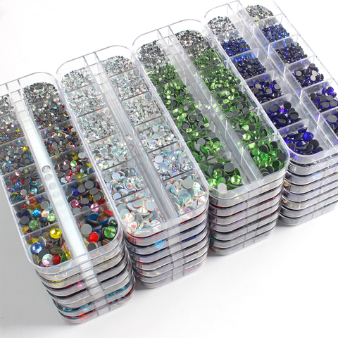New Mix Size SS6-SS30 1000pcs Hotfix Rhinestone 12Grid Box Packing Crystal and Stone For Clothes Free Shipping ► Photo 1/6