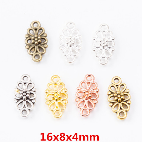 50pcs Charms Double hanging flower connector Pendant Bright  Zinc Alloy Fit Bracelet Necklace DIY Metal Jewelry Findings 6435 ► Photo 1/6