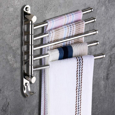 Stainless Steel Activity Towel Bar/Tripod Punch-free Rotating Swivel Towel Rack Hair Dryer Holder Bathroom Accessories pf0822 ► Photo 1/5