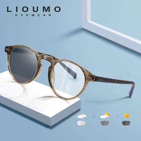 LIOUMO Round Glasses For Computer Anti-Blue Blocking Eyeglasses Men Women Change Color Lenses Photochromic Eyewear ► Photo 1/6
