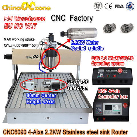 China Mini 4 Axis 3D CNC Router Wood Engraver Machine 6090 With