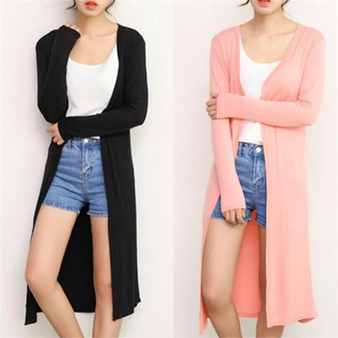 Summer Autumn 12 Colors Women Modal Long Cardigan Female Cotton Sweater Cardigans Long Sleeve Women Casual Coat Ladies Outerwear ► Photo 1/6