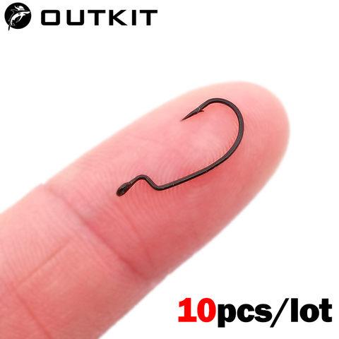 OUTKIT 10pcs mini Style Soft Worm Hooks High Carbon Steel Wide Super Lock Fishhooks Lure Softjerk Rockfishing Fishing Tackle ► Photo 1/5