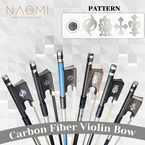 NAOMI Carbon Fiber Violin Bow Collection 4/4 Size Violin Bow Durable Carbon Fiber Tube Ebony Frog White Mongolia Horsehair ► Photo 1/1