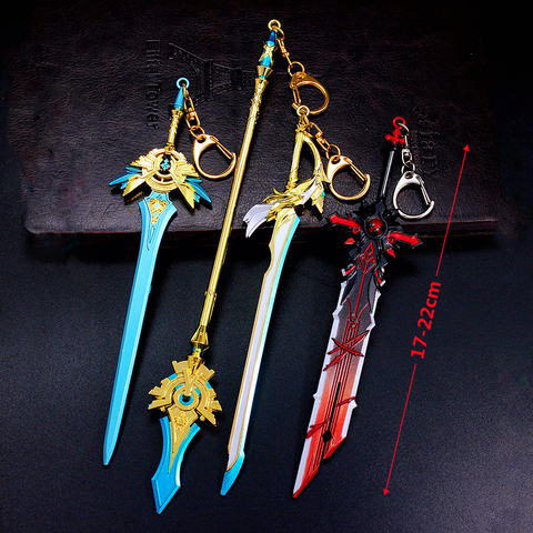 Genshin Impact Weapons Keychains Wolf's Gravestone Skyward Spine Skyward Blade Cosplay Swords Keyrings Fashion Jewelry ► Photo 1/6