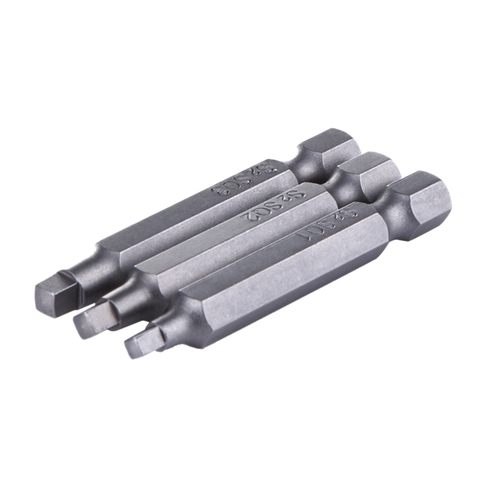 3Pcs 50Mm 1/4 Inch Hex Square Bits Square Head Screwdriver Bits S2 Alloy Steel Magnetic Screwdriver Bits Set Hand Tools ► Photo 1/6