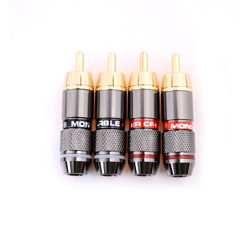 4pcs/lot High quality gold plating RCA connector RCA male plug support 6mm cable wholesale ► Photo 1/6