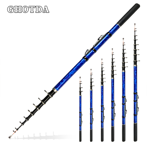 GHOTDA Mini Rock Fishing Rod Portable 1.5/1.8/2.1/2.4/2.7/3.0M Strong Carbon Fiber Telescopic Spinning Rod ► Photo 1/6