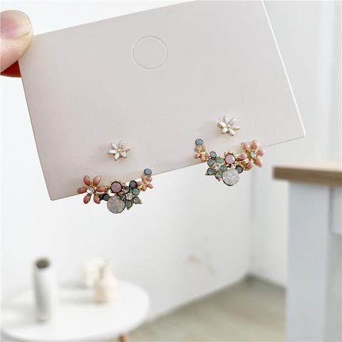 2022 Korean Hot Fashion Jewelry Fresh Cute Hoop Drop Oil Flower Stud Earrings Crystal Earring for Women Boucle d'oreille Jewelry ► Photo 1/6