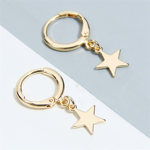 2022 New Fashion Five-pointed Star Stud Earrings for Women Minimalist Gold Color Moon Star Earrings Jewelry Hiphop boys gift ► Photo 1/6