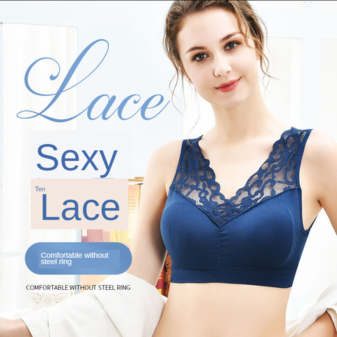 35-100kg)Big Size Sexy Lace Free Wire Underwear Women Push Up Bra