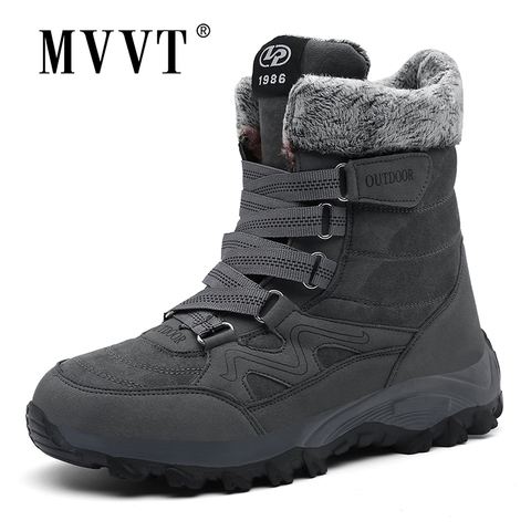 Super Warm Snow Boots Men Mid-Calf Outdoor Men Winter Patent Boots Waterproof Keep Warm High Boots Men botas hombre ► Photo 1/6