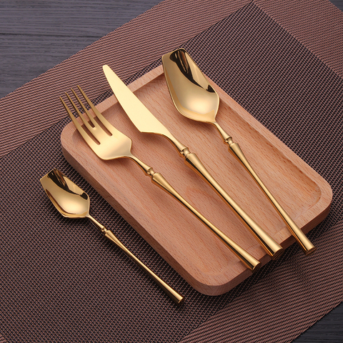 Cutlery Set Mirror Gold Cutlery Set Stainless Steel Dinnerwar Steel Gold Forks Spoons Knives Steel Cutlery Set Silverware Set ► Photo 1/6