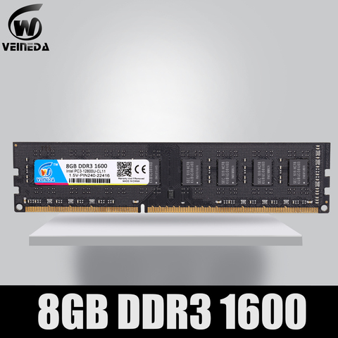 VEINEDA Memory Ram 4gb 8gb DDR3 PC3 1600Mhz 1333MHz Desktop PC DIMM Memory RAM 1.5V 240 pins For Desktop RAM compatible ► Photo 1/6