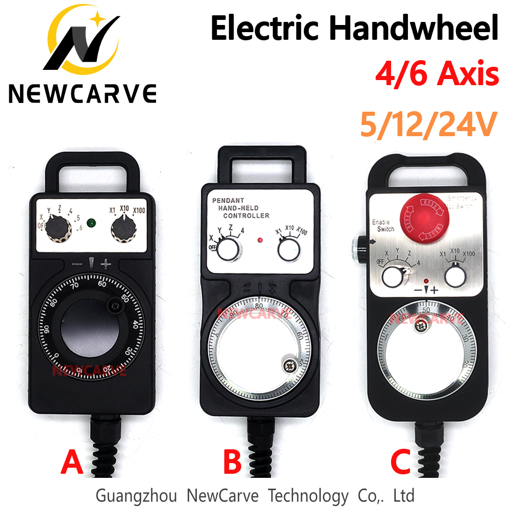 6-Axis CNC Pendant Handwheel Manual Pulse Generator MPG with Emergency Switch 
