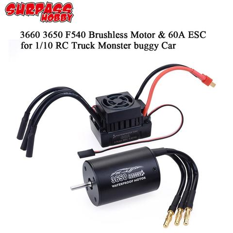 Waterproof 3660 3650 F540 2300KV 2600KV 3100KV 3300KV 3900KV 4370KV Brushless Motor 60A ESC for 1/10 Truck RC Car ► Photo 1/6