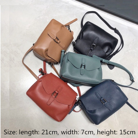 MESOUL Real Leather Shoulder Bags For Women 2022 New Fashion Solid Flap Handbags Portable Multi-color Crossbody Bags For Ladies ► Photo 1/6