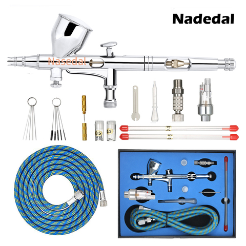 Nasedal Dual-action 0.2mm/0.3mm/0.5mm 9cc Airbrush Paint Nail Spray Gun Makeup Air Brush Paint Set Face Tattoo Art DIY Tool ► Photo 1/6