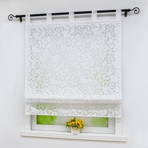 Roman Shade Tap Top Curtain Sheer Balcony Window Voile Drapery Valance for Kitchen Home Decoration ► Photo 1/6
