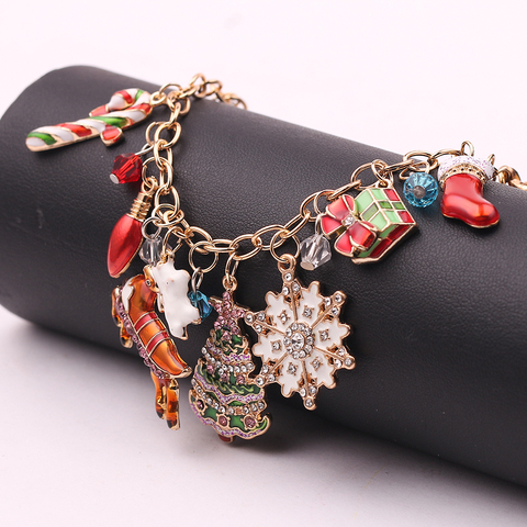 New Christmas Gift Charm Bracelet Pulseras Mujer Bracelet Jewelry Santa Claus Christmas Tree Paracord Bracelets For Women ► Photo 1/6