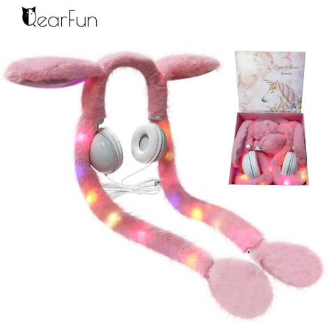 Colorful Cute Rabbit Wired Kids Headphones Girl Stereo Music Helmet Phone Gamer Headset Unicorn Bracelet Birthday Christmas Gift ► Photo 1/6