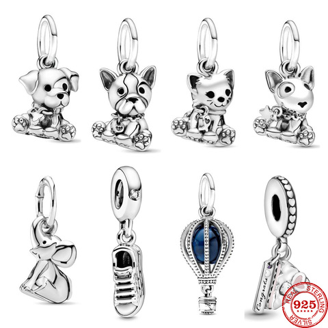 Real 925 Sterling Silver Vintage Sweet cat dog Bead Charms Fit Pandora Women Charm Bracelets Silver 925 Jewelry DIY Women Gigts ► Photo 1/3
