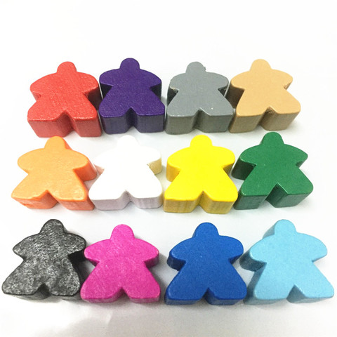 12PCS Wooden Humanoid Meeples Pawn Chess Pieces 12 Colors Standard Size 16mm For Meeple Carcassonne Board Game Accessories ► Photo 1/6
