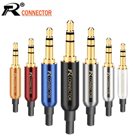 10pcs/lot Copper Audio Jack 3.5mm 3 Poles Stereo Connector Gold Plated Earphone Jack 3.5mm Male Plug with Tail plug ► Photo 1/6