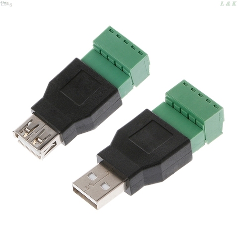 USB 2.0 Type A Male/Female to 5P Screw w/ Shield Terminal Plug Adapter Connector L29K ► Photo 1/6