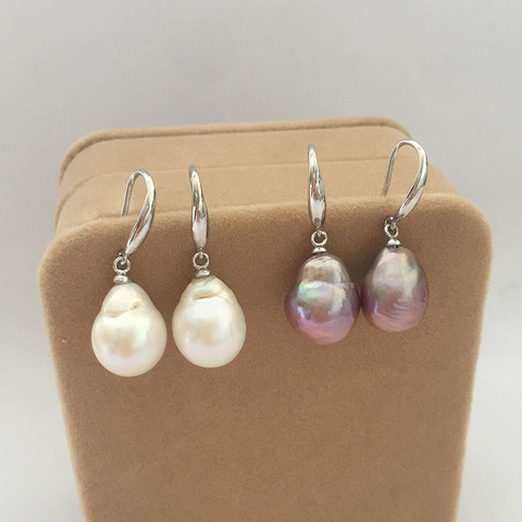 100% nature freshwater pearl earring with 925 silver hook,AA nature baroque Pearl no repaired,11-12 mm big baroque pearl earring ► Photo 1/6