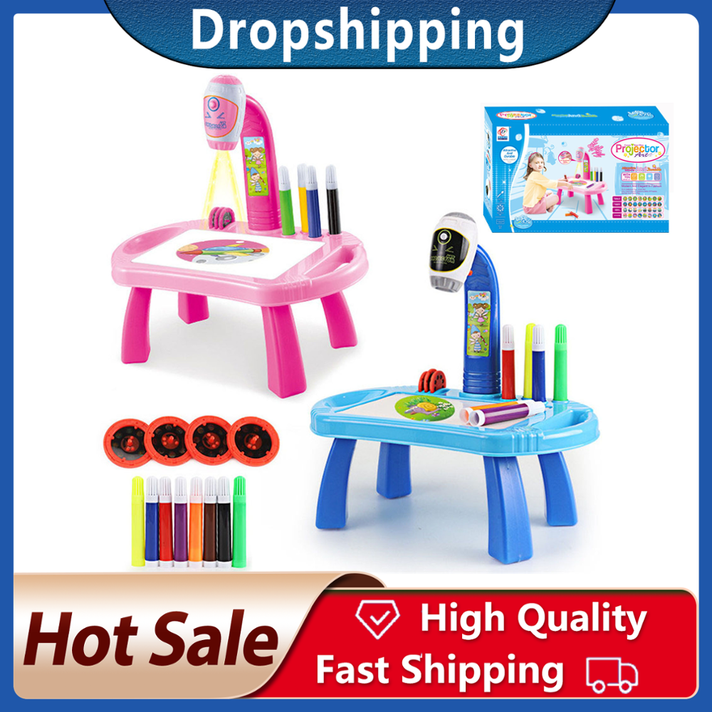 Dropship Large Drawing Projector Table With Kids Chair; Kids