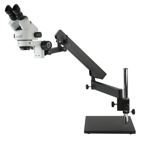 EAKINS 3.5-90X Articulating Arm Pillar Stand Stereo Zoom Trinocular Microscope 0.5X/1X/2X Objective Lens 144LED Mcroscopio Light ► Photo 1/6